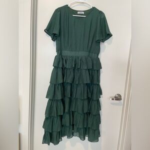 Polagram Forest Green Tiered Dress